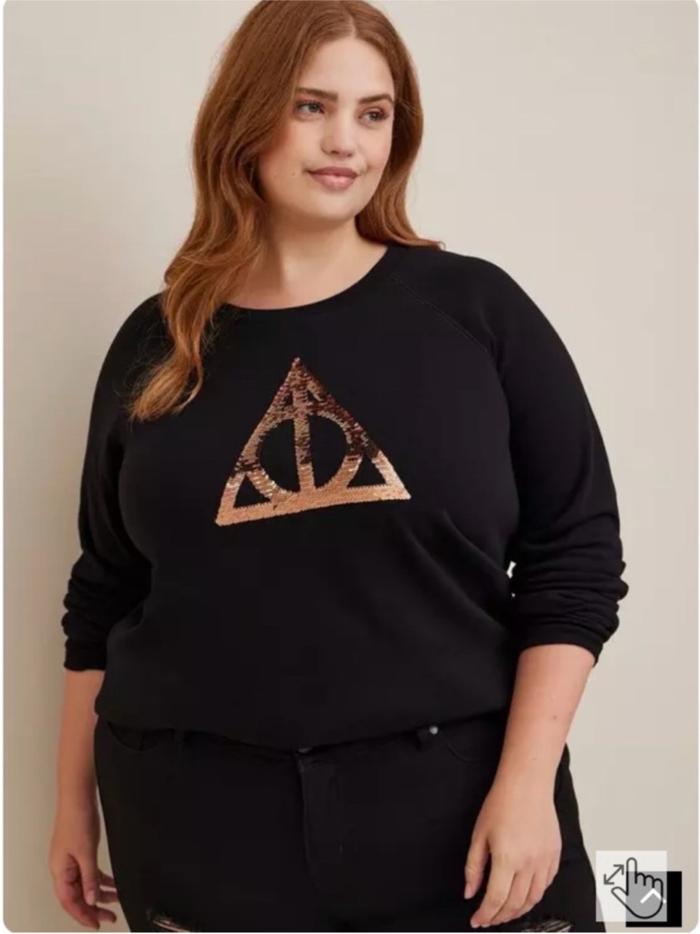 Torrid x Harry Potter Deathly Hallows Sequin Sweatshirt Size 0